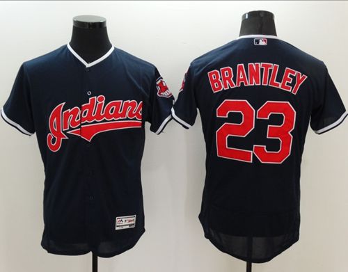 Indians #23 Michael Brantley Navy Blue Flexbase Authentic Collection Stitched MLB Jersey
